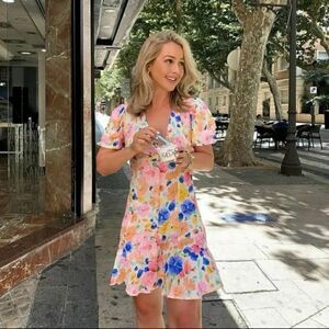 ZARA FLORAL PRINTED MINI DRESS